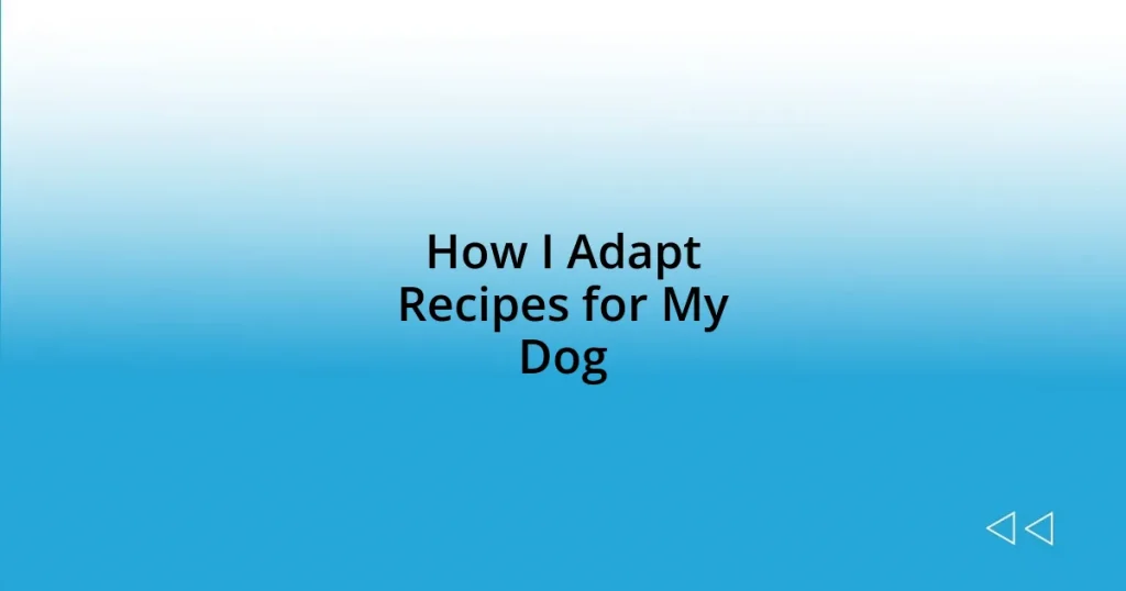 How I Adapt Recipes for My Dog