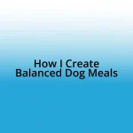 How I Create Balanced Dog Meals