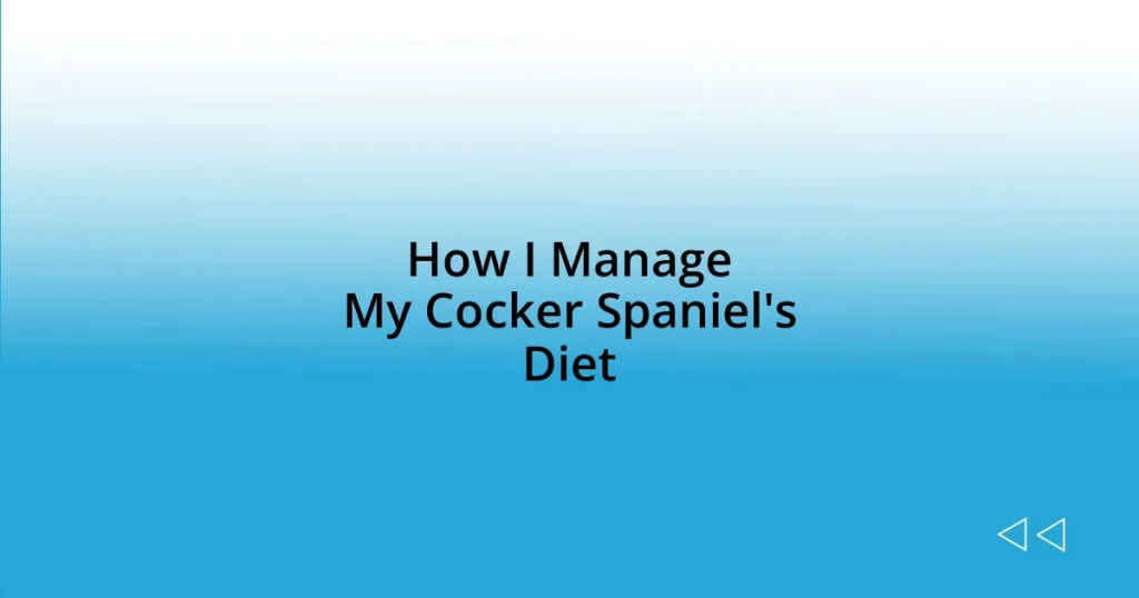 How I Manage My Cocker Spaniel’s Diet