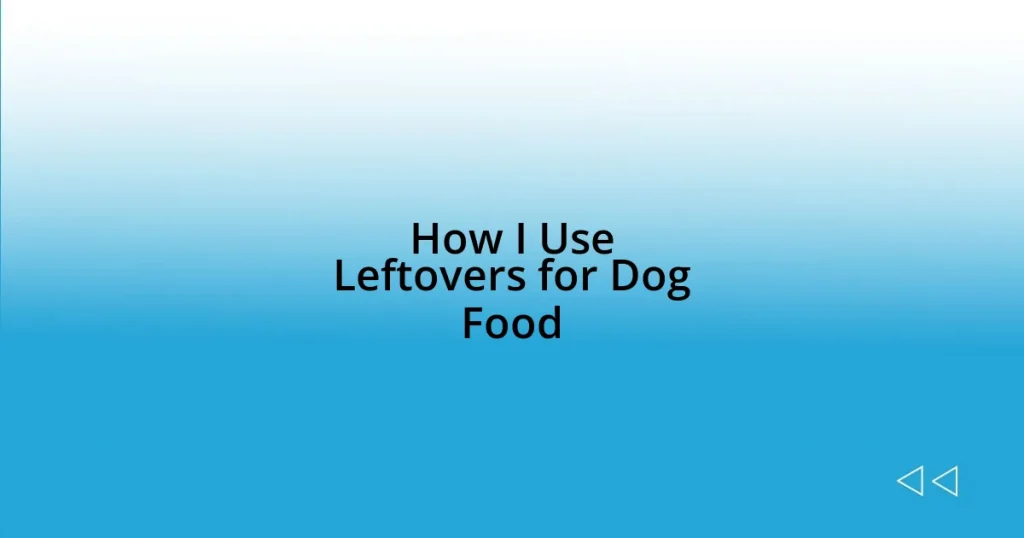 How I Use Leftovers for Dog Food