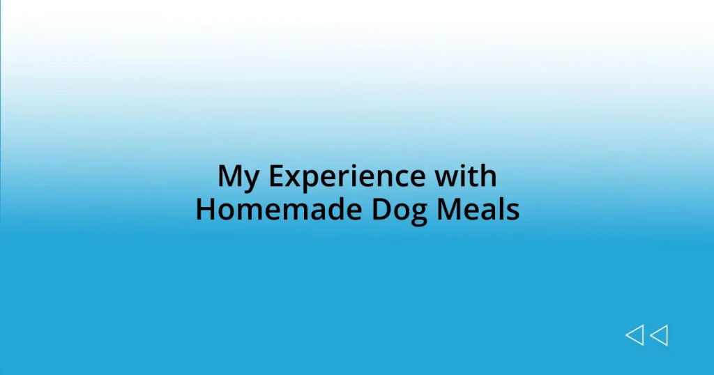 My Experience with Homemade Dog Meals