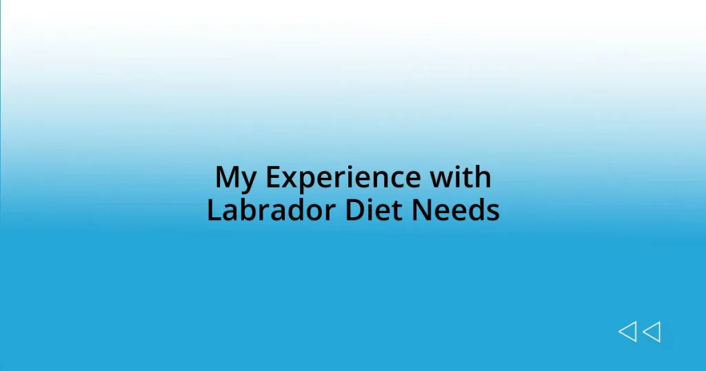 My Experience with Labrador Diet Needs
