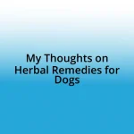 My Thoughts on Herbal Remedies for Dogs