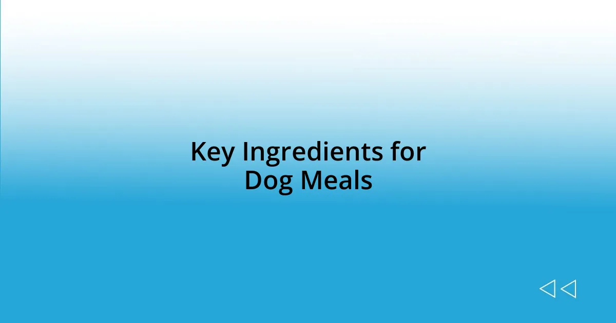 Key Ingredients for Dog Meals