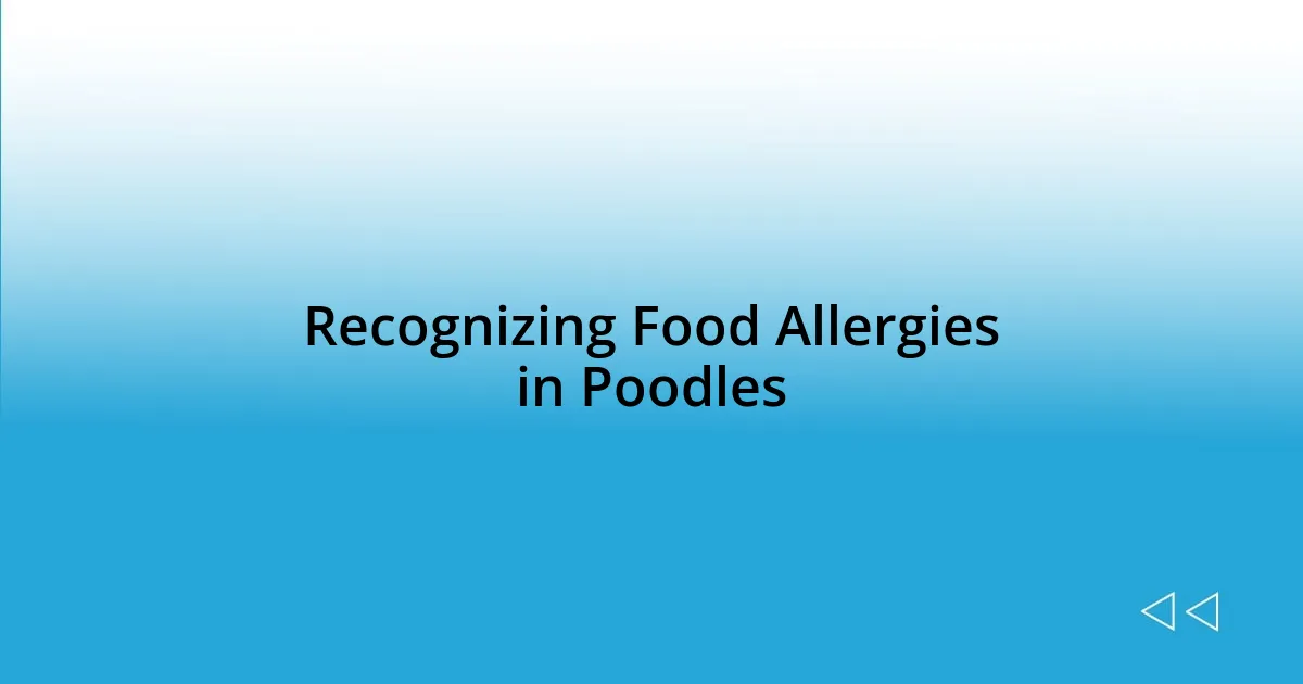 Recognizing Food Allergies in Poodles