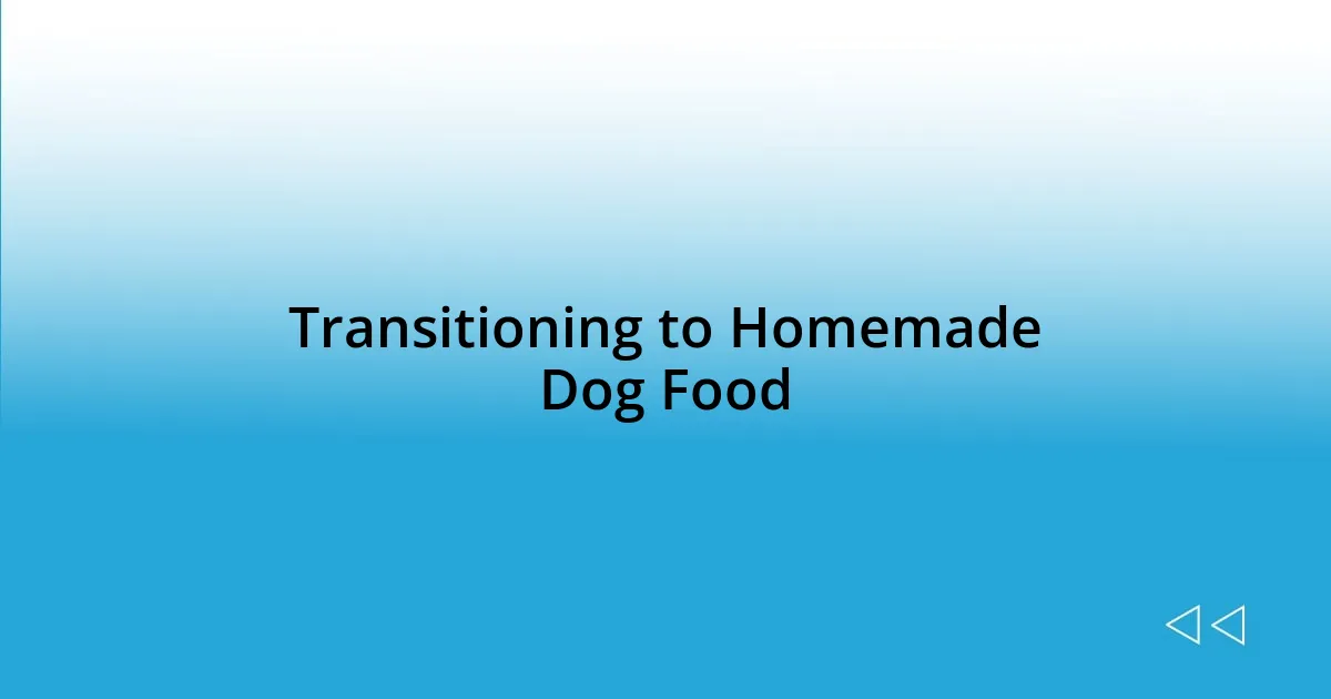Transitioning to Homemade Dog Food