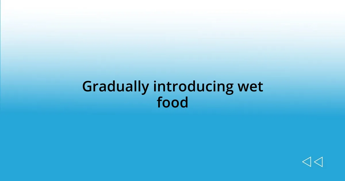 Gradually introducing wet food
