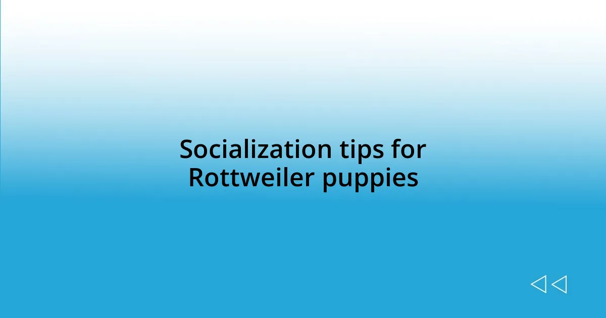 Socialization tips for Rottweiler puppies