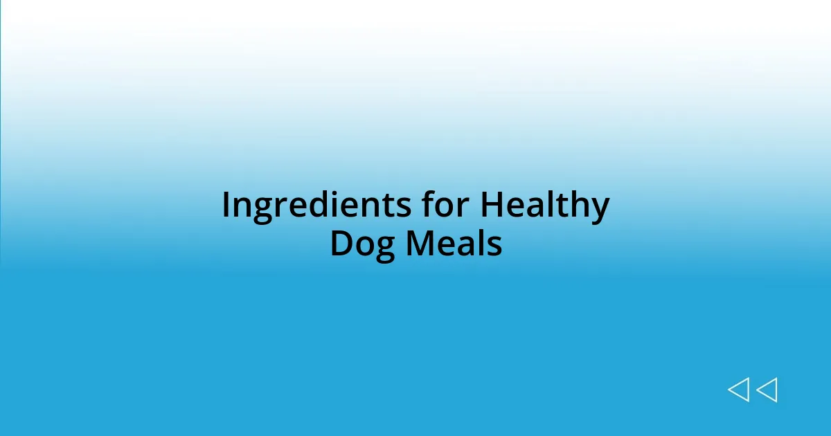 Ingredients for Healthy Dog Meals