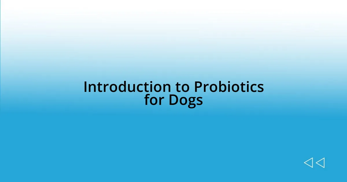 Introduction to Probiotics for Dogs