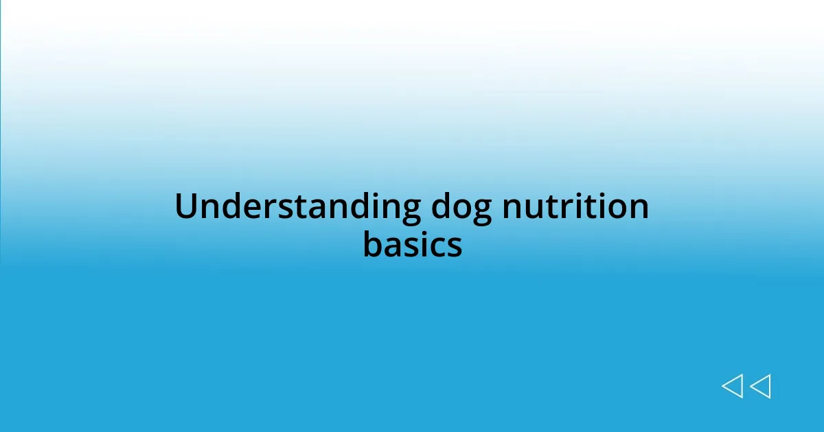 Understanding dog nutrition basics