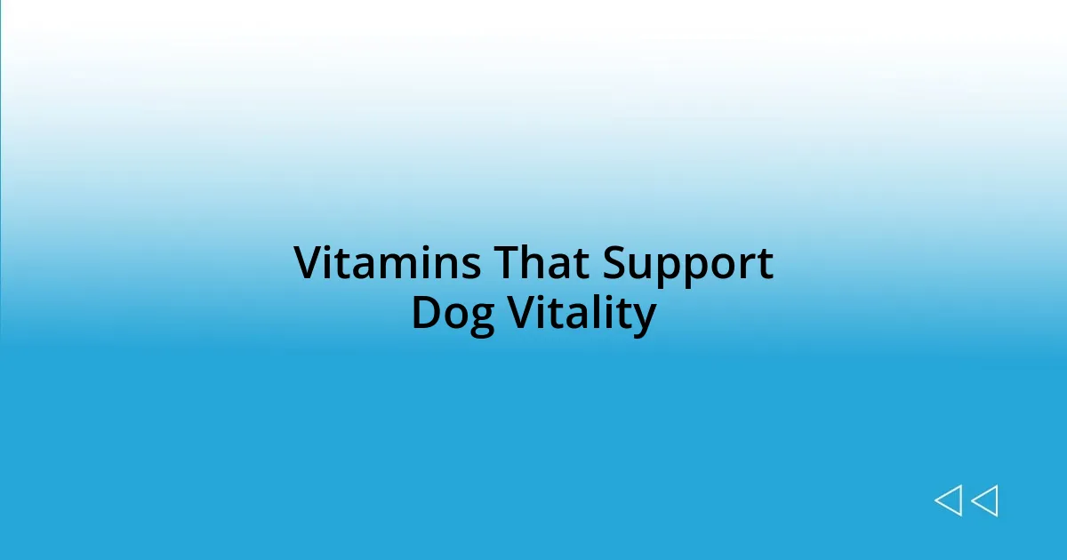 Vitamins That Support Dog Vitality