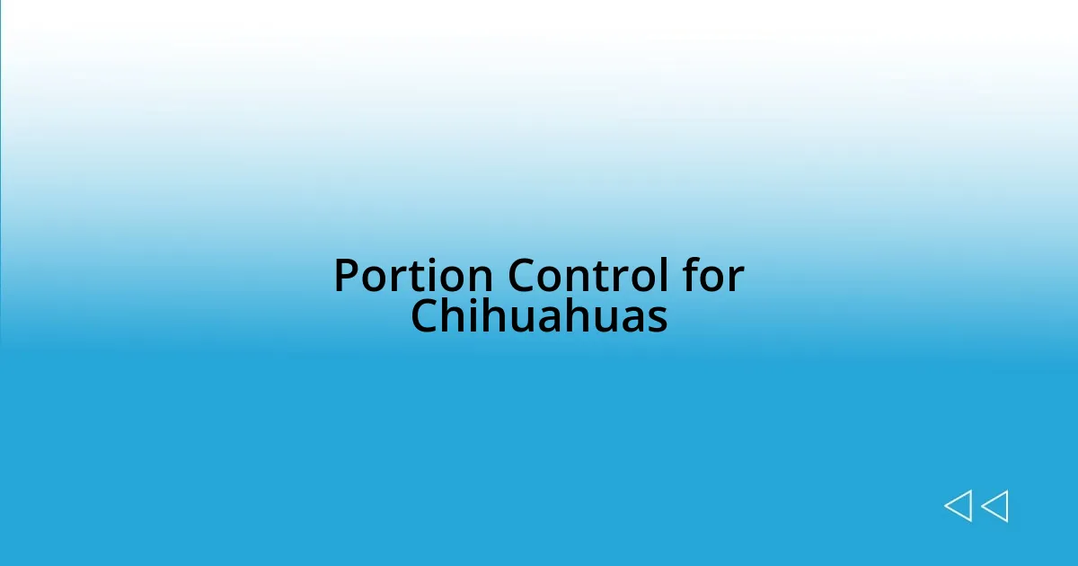 Portion Control for Chihuahuas