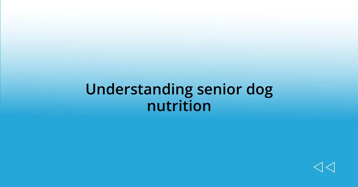 Understanding senior dog nutrition