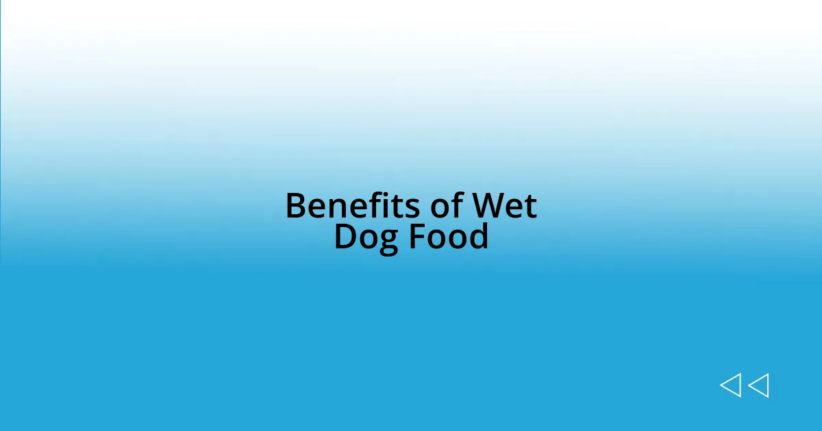 Benefits of Wet Dog Food