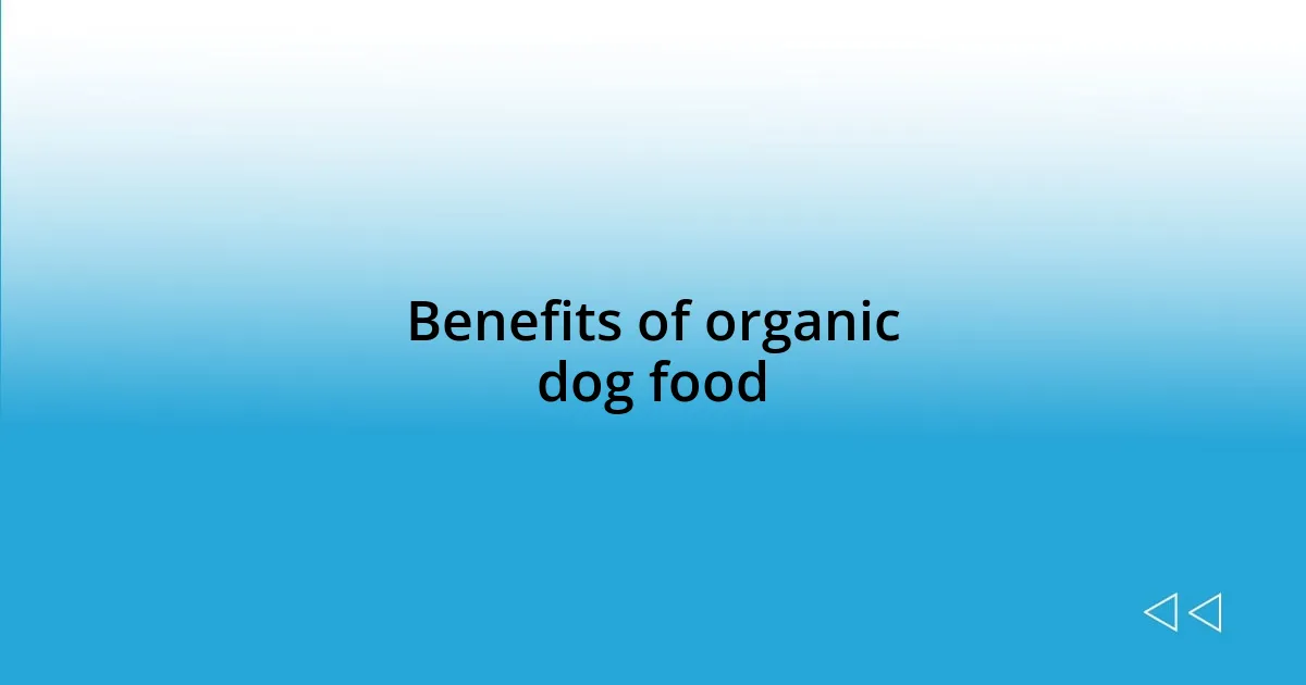 Benefits of organic dog food
