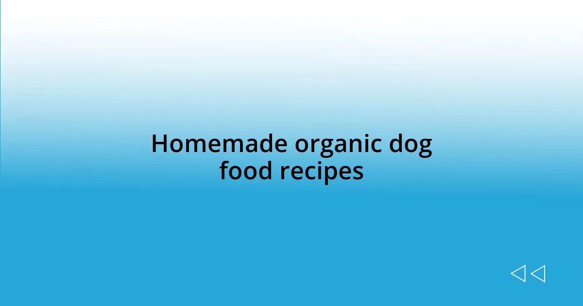 Homemade organic dog food recipes