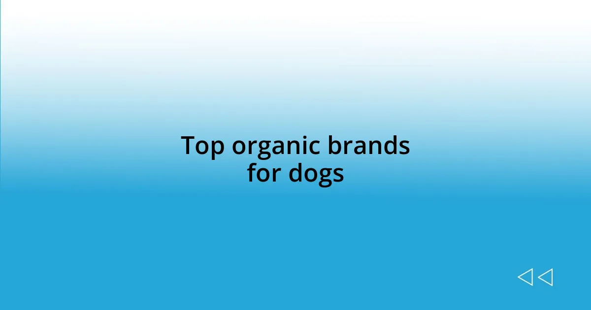Top organic brands for dogs